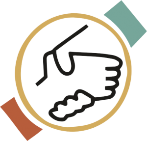 Handshake black and white in a yellow circle